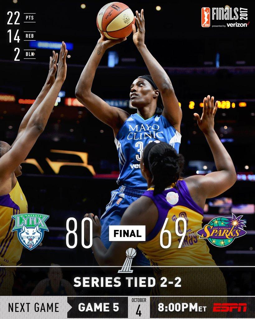 WNBA-福尔斯22+14山猫击败火花 系列赛大比