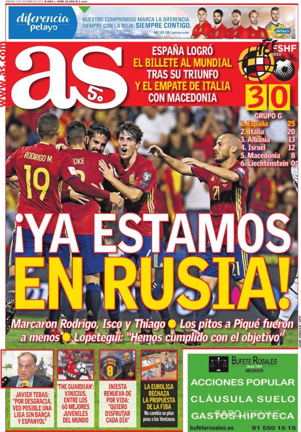 西甲今日头版:西班牙晋级世界杯,小白巴萨定终